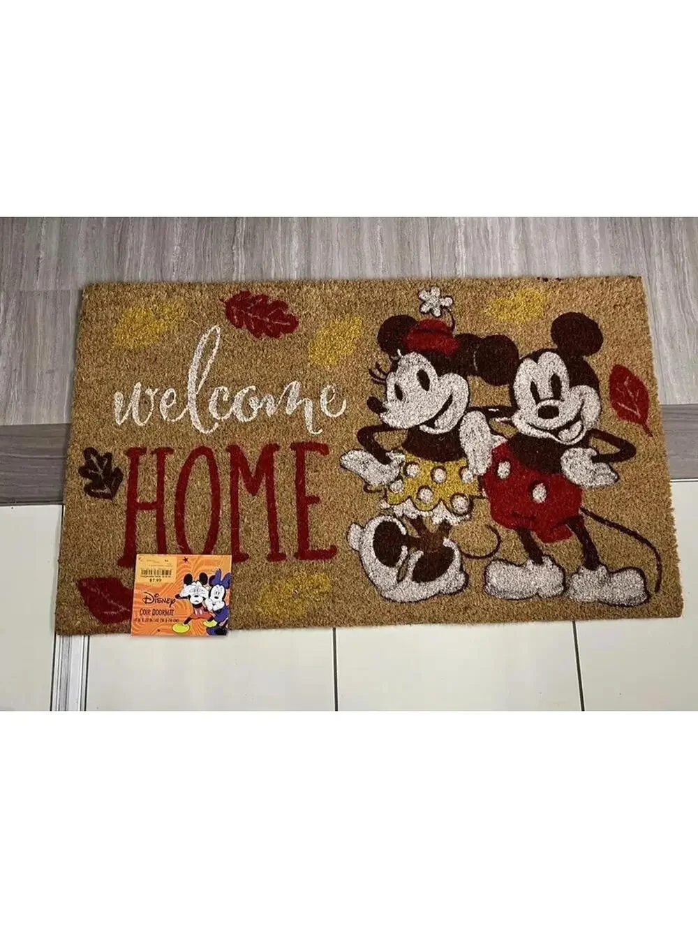 NWT Disney Mickey Minnie Mouse Welcome hom Mat Coir Fiber 18×28 Outdoor Entryway